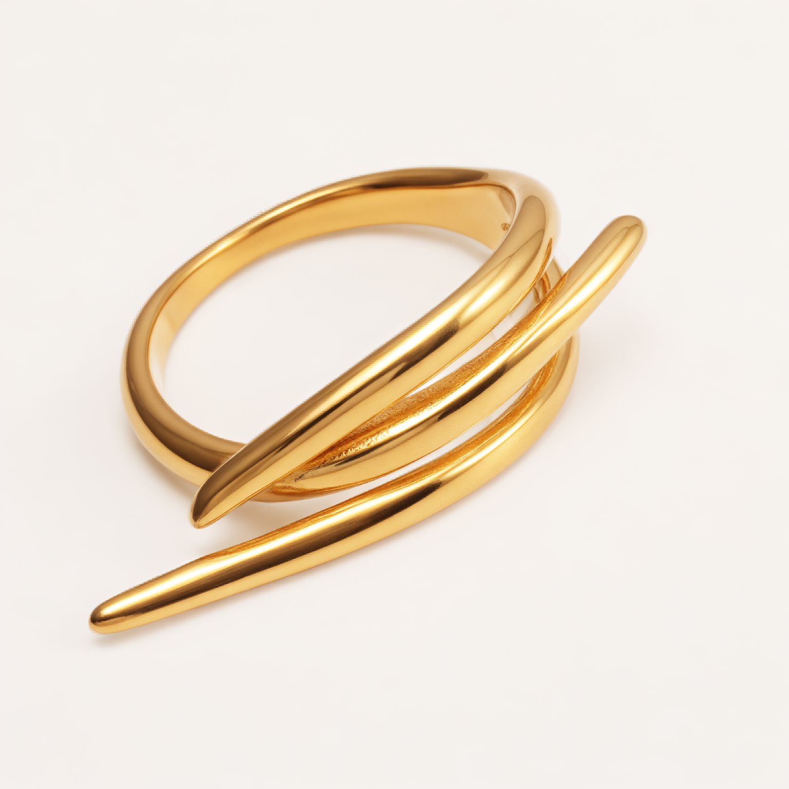 Gold Stainless Steel Women's Intertwined Multi-Layer Statement Ring | G004949-JinBaoJewerly