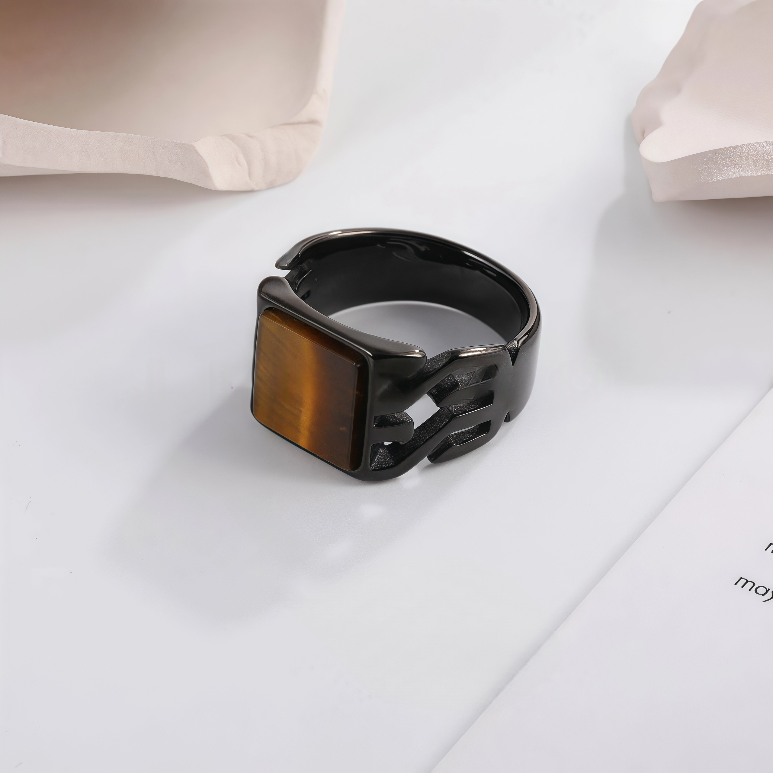 Vintage Stainless Steel Ring with Sparkling Gemstone, Timeless Elegance | B159-JinBaoJewerly