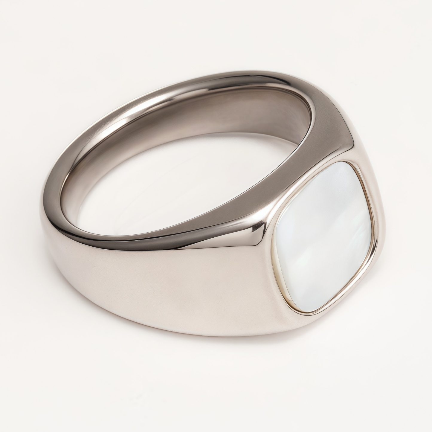 Minimalist Gold/Silver Square Mother - of - Pearl Ring, Must - have Item for Trendsetters | BL540-JinBaoJewerly