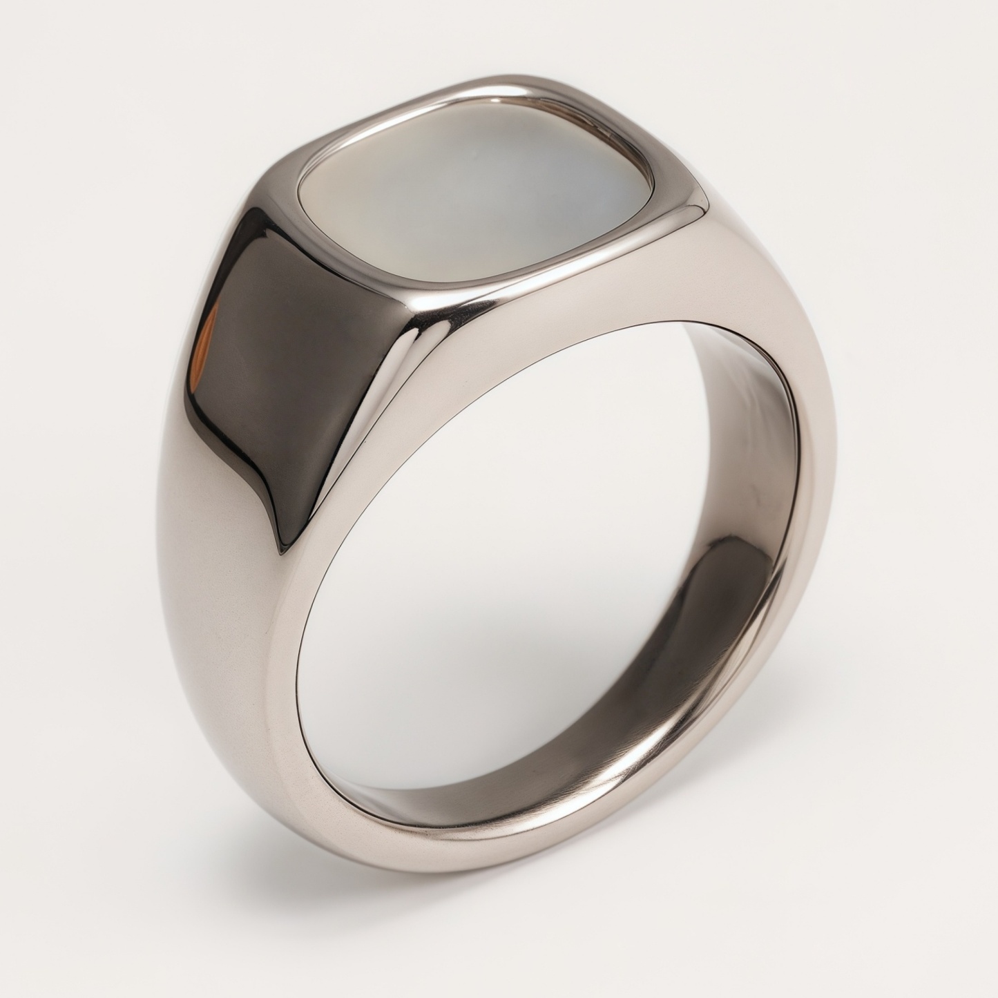 Minimalist Gold/Silver Square Mother - of - Pearl Ring, Must - have Item for Trendsetters | BL540-JinBaoJewerly