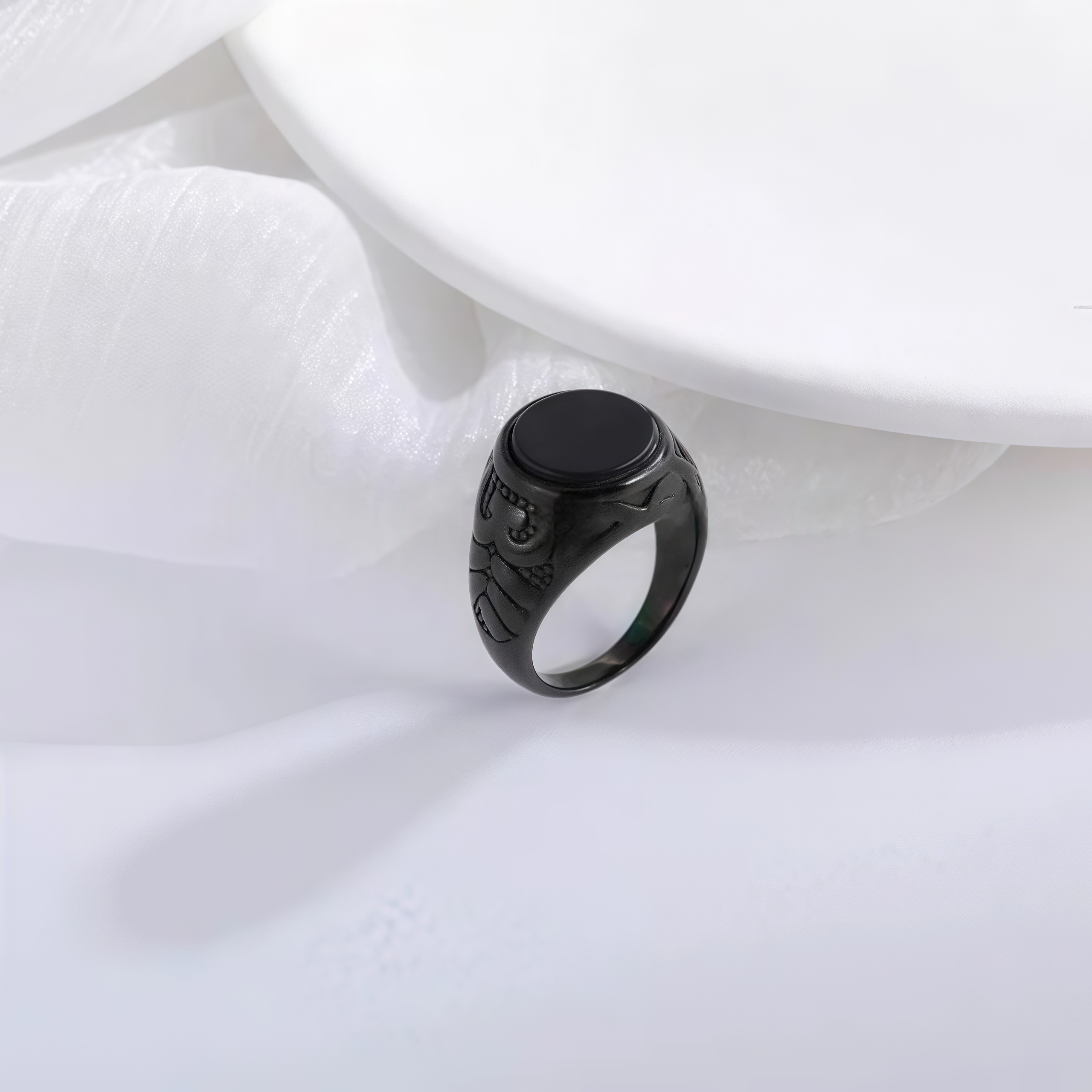 Vintage Style Stainless Steel Ring Men's Two-Tone Gemstone Band | BL667-JinBaoJewerly