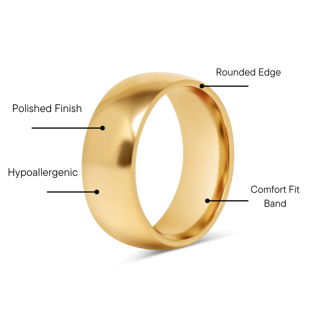 24K Gold PVD Stainless Steel Simple Ring-JinBaoJewerly