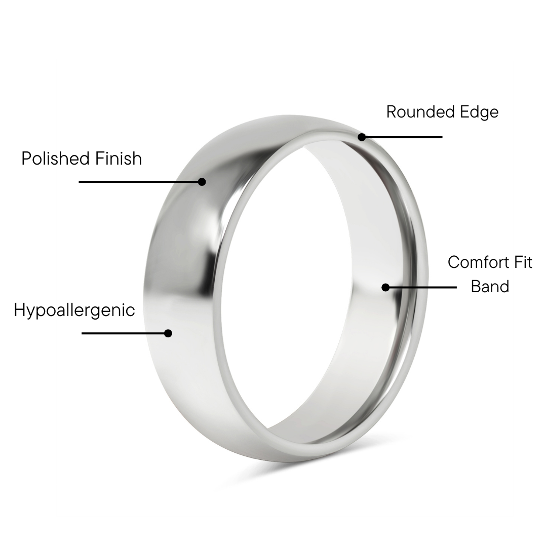 Highly Polished Rounded Stainless Steel Blank Ring 2mm - 6mm-JinBaoJewerly