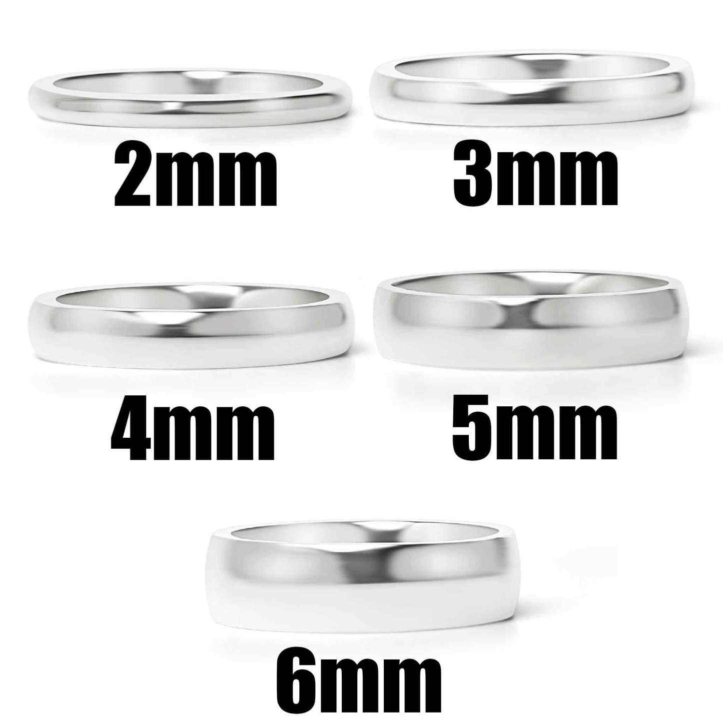 Highly Polished Rounded Stainless Steel Blank Ring 2mm - 6mm-JinBaoJewerly