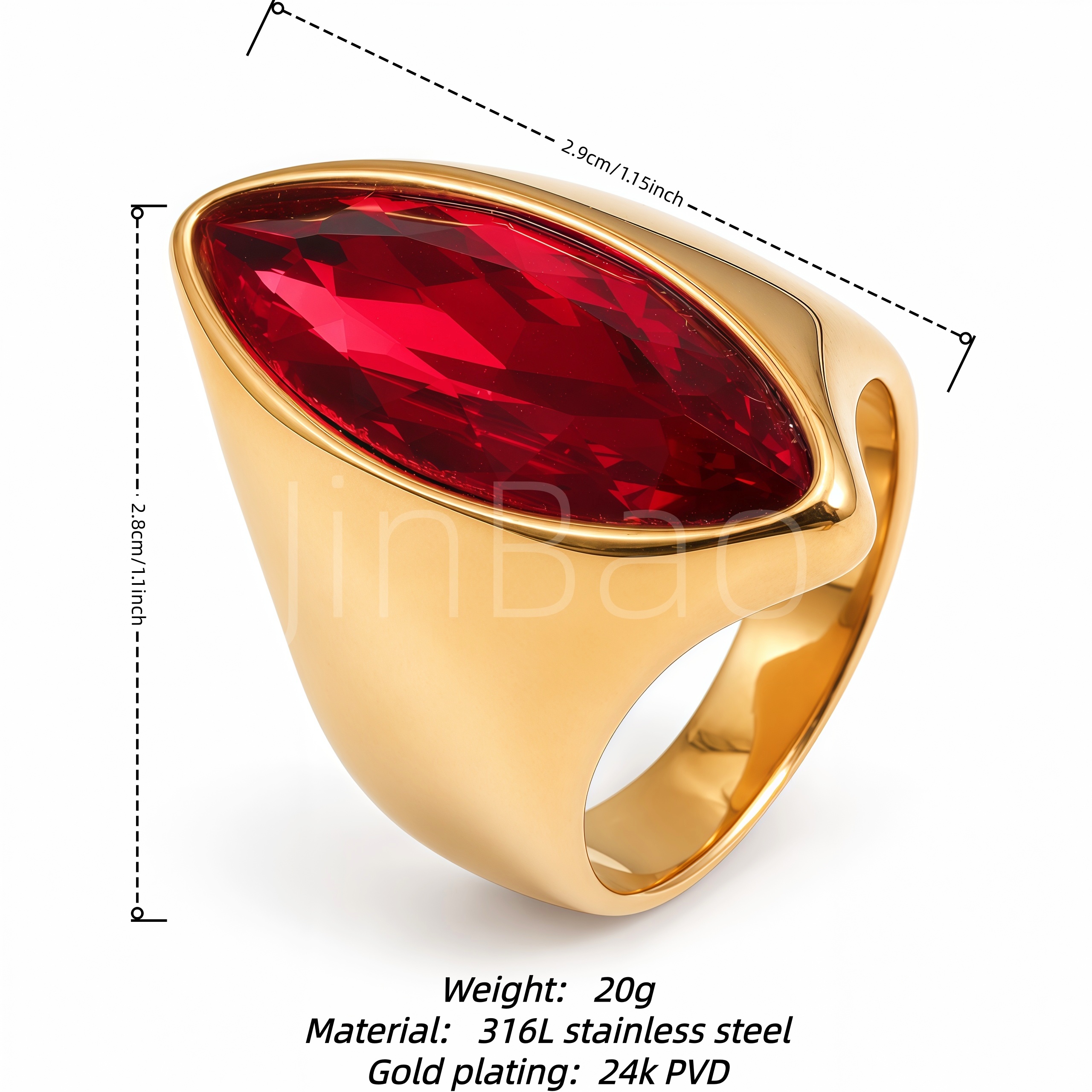Chunky Big Marquise Cut Gemstone Ring for Women | E00599