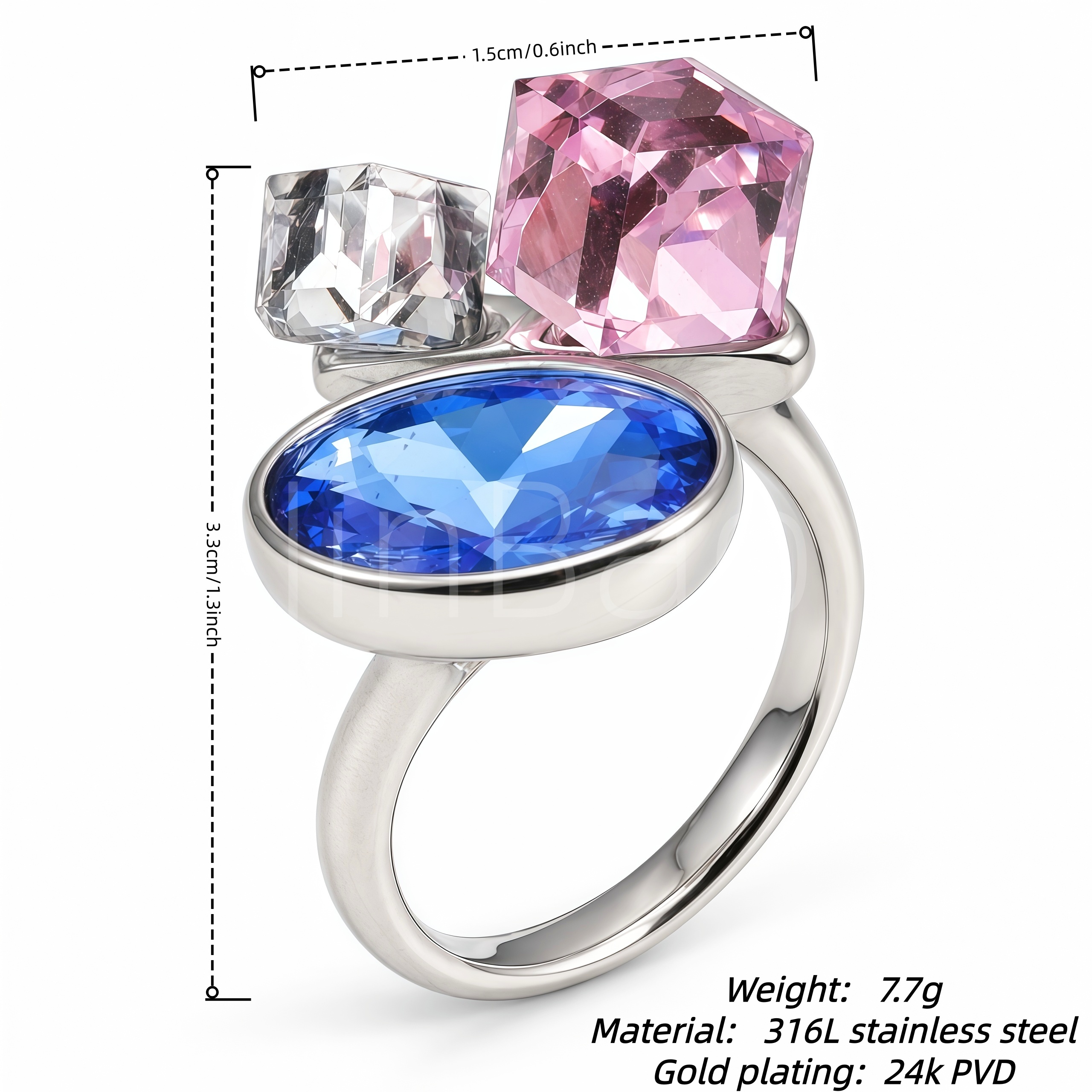 Modern Chunky Multi Color Crystal Cluster Ring for Women | N002800