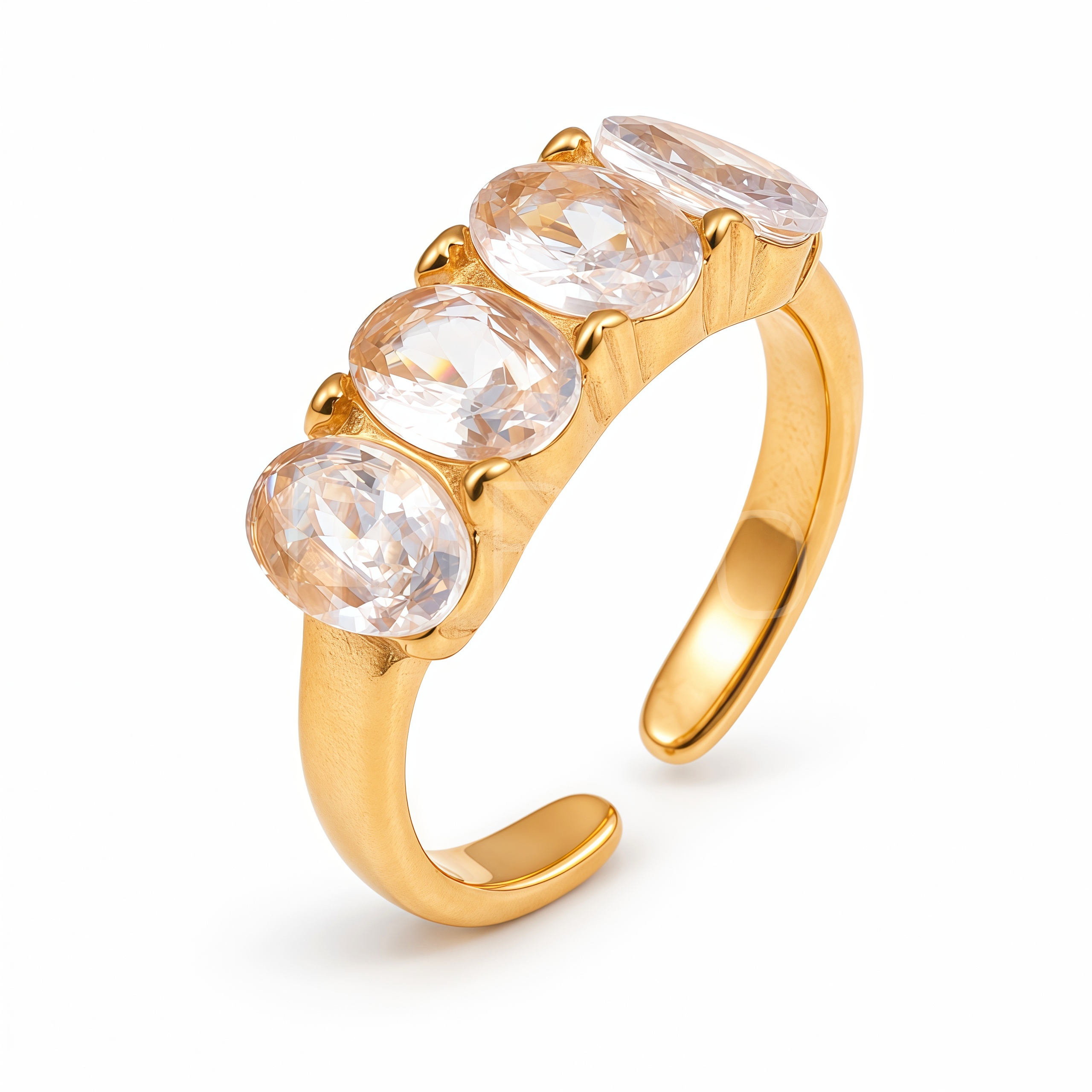 Vintage Multi Oval Rhinestone Open Ring for Women | E00664