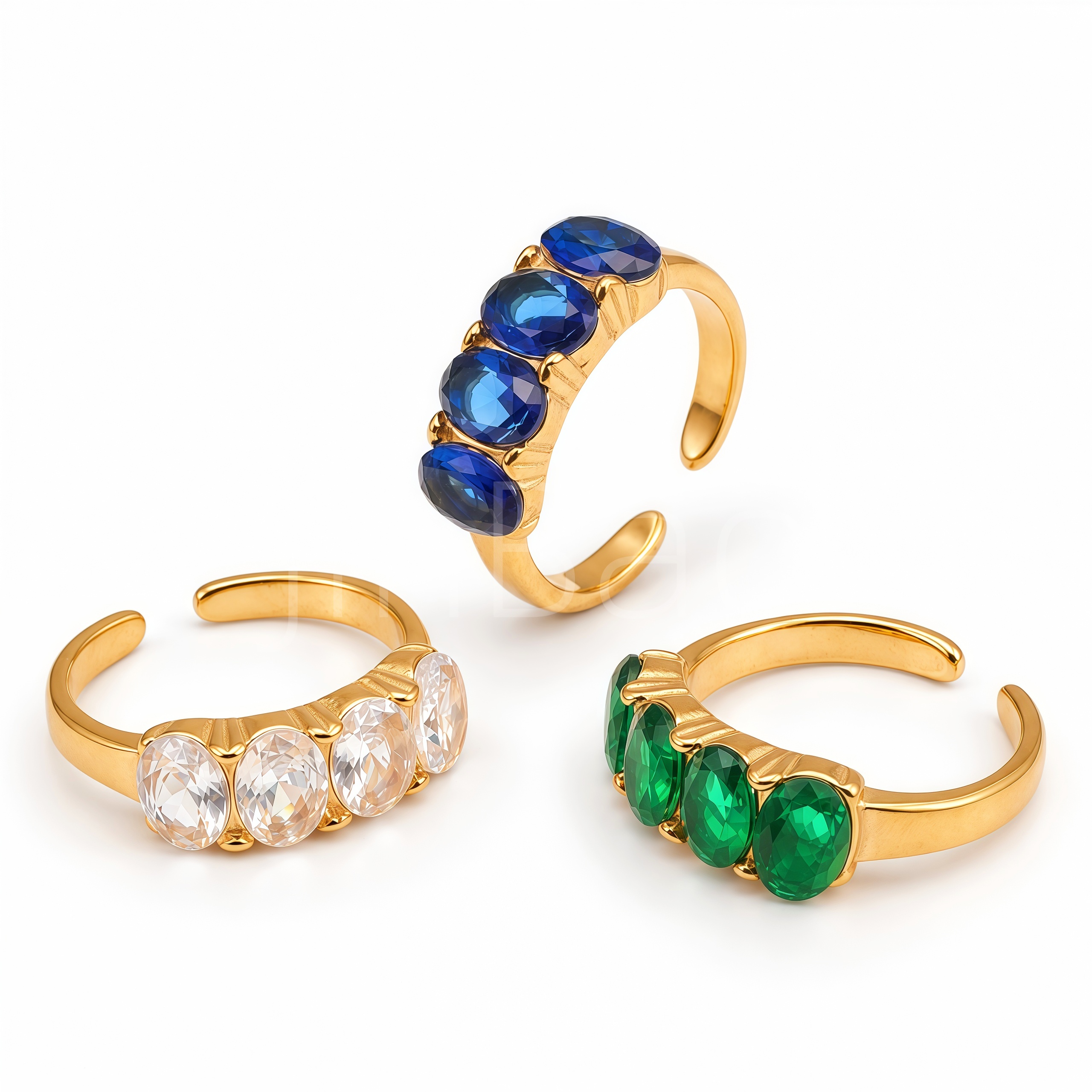 Vintage Multi Oval Rhinestone Open Ring for Women | E00664