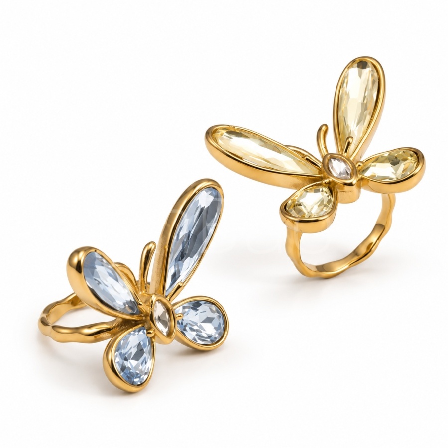 butterfly statement gold tone Ring N002802