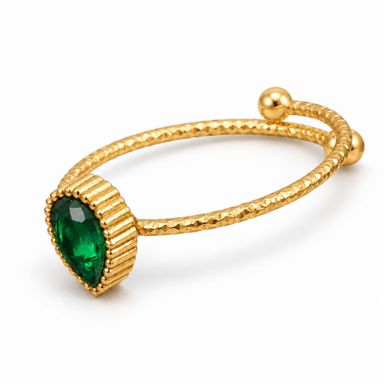 Twisted Texture Open Heart & Teardrop Crystal Ring for Women | E00162J