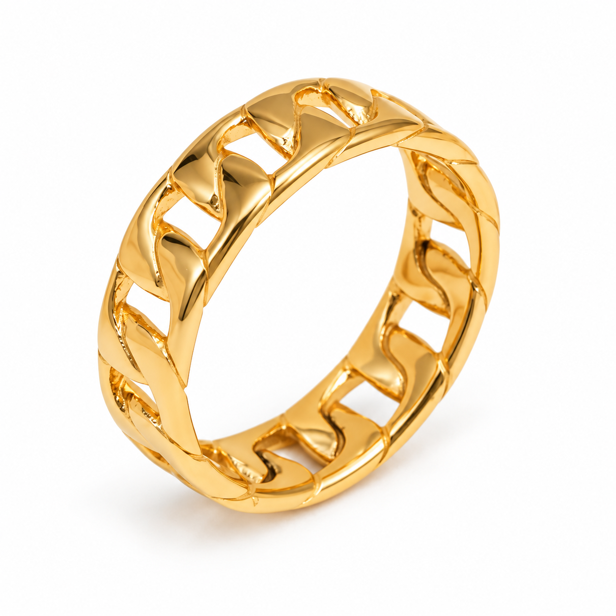 Cuban Chain Design Hollow Band Ring for Men | 