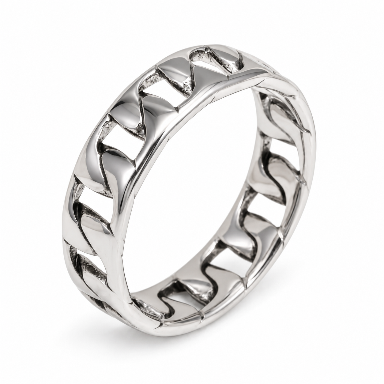Cuban Chain Design Hollow Band Ring for Men | 