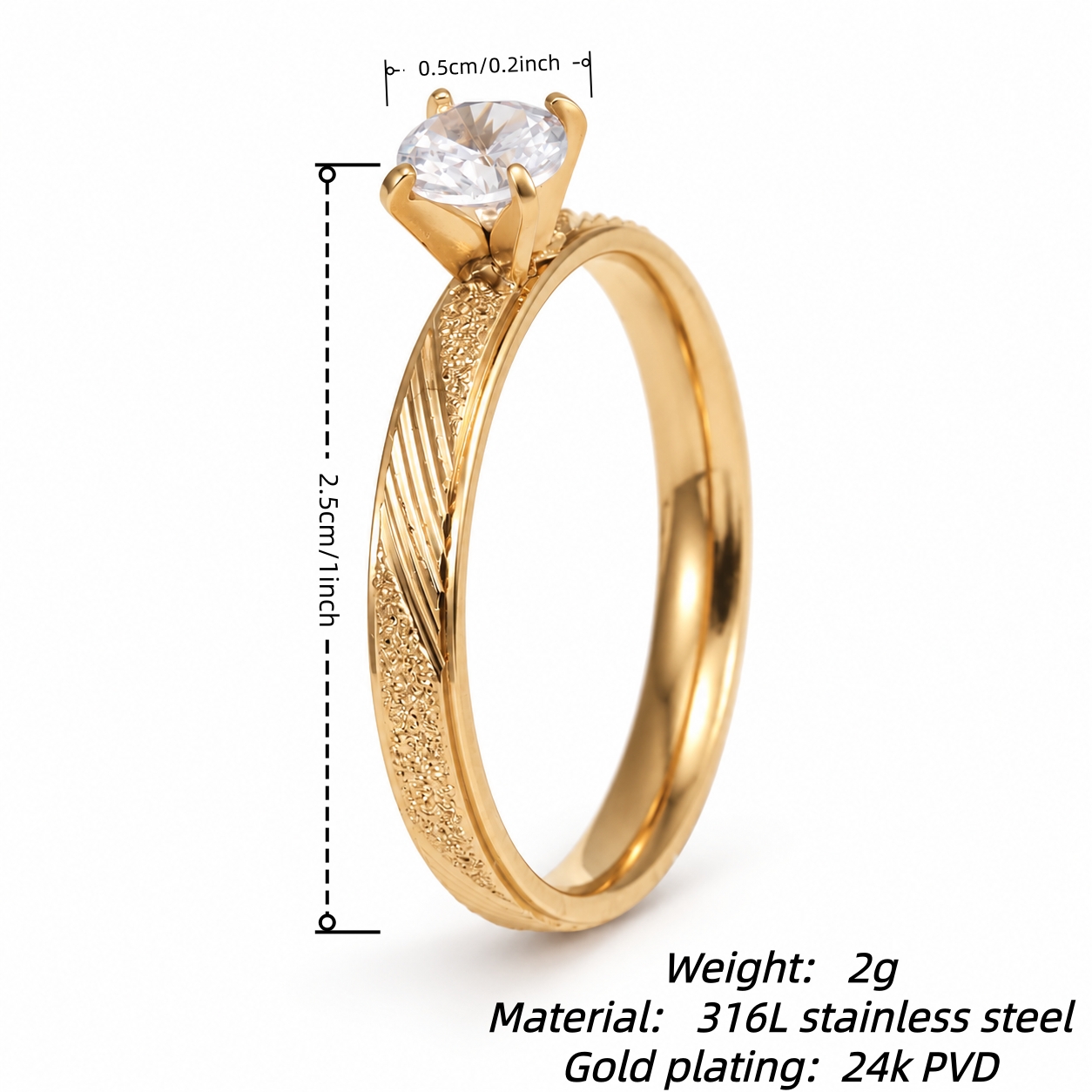 Classic CZ Diagonal Slash Textured Promise Ring for Women | C010
