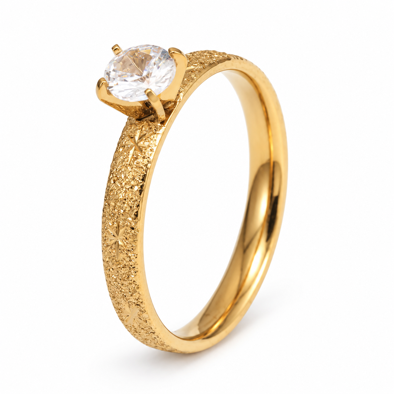 Vintage Starburst Carved CZ Promise Ring Set for Women | C002