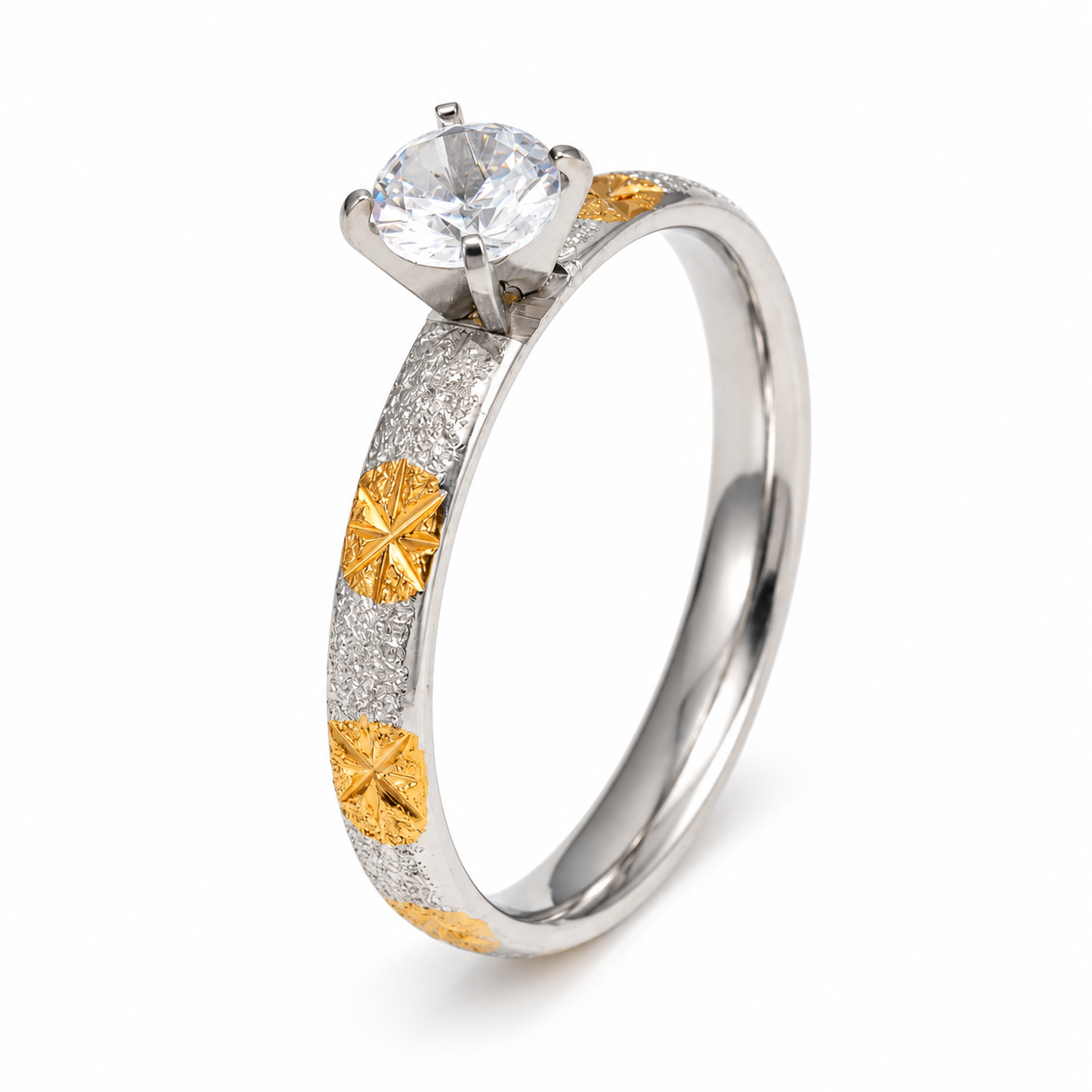 Vintage Starburst Carved CZ Promise Ring Set for Women | C002