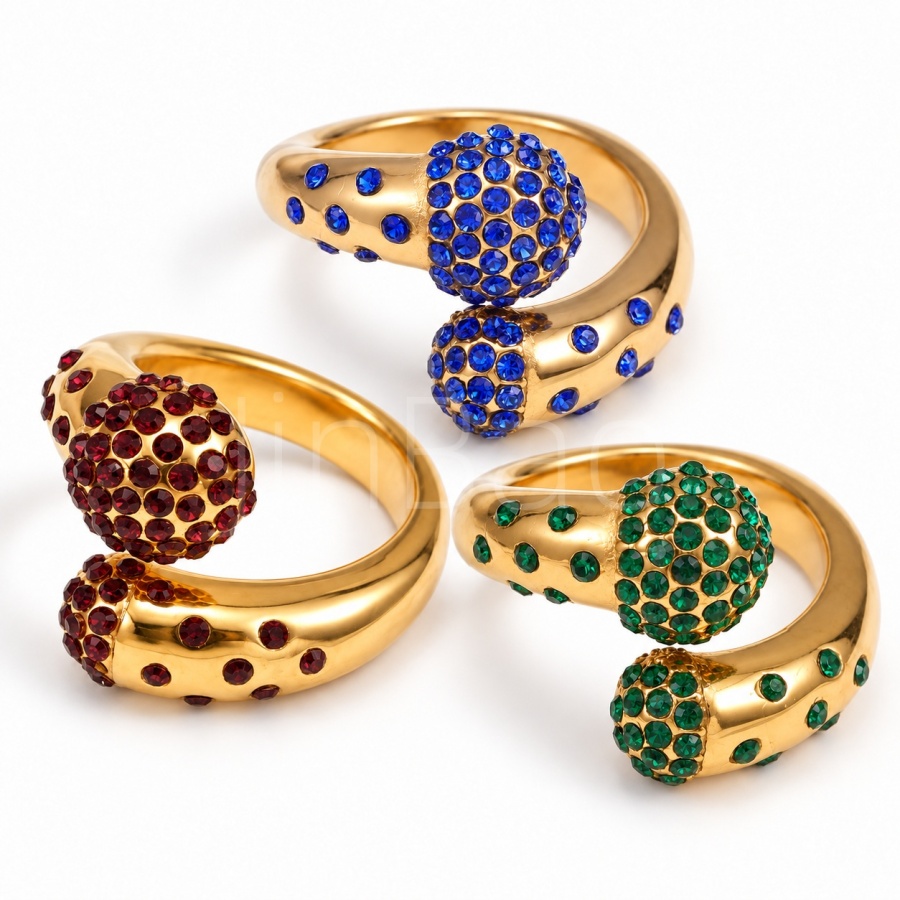 Snake head design Open cuff style Gold tone Ring E00184