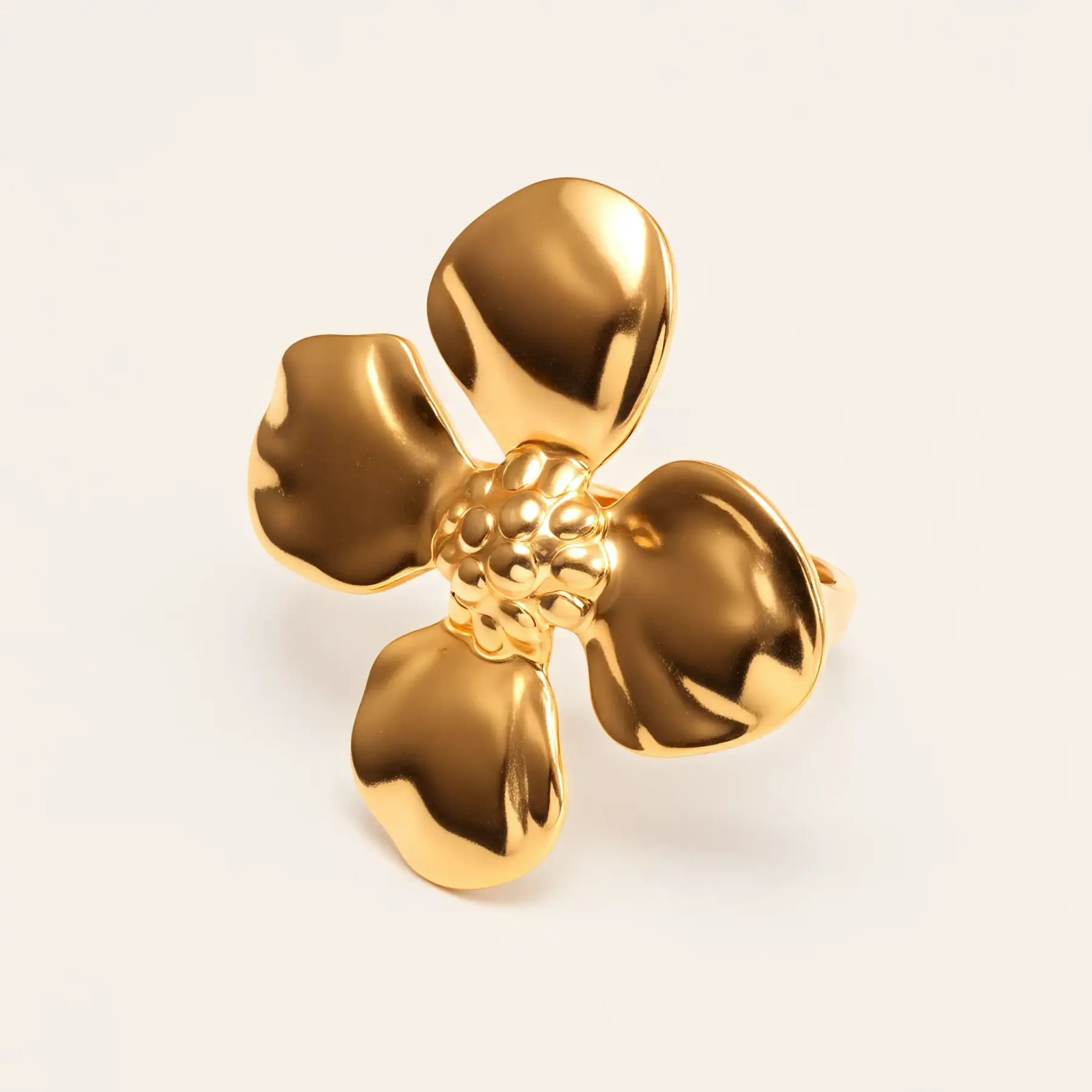 Retro Style Textured Flower Stainless Steel Women's Ring丨G005676-JinBaoJewerly