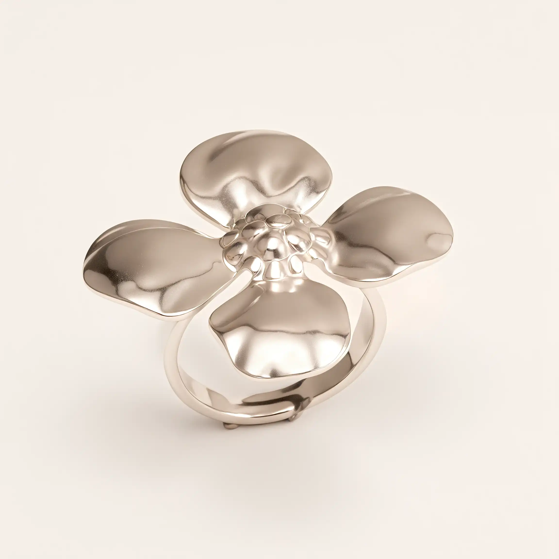 Retro Style Textured Flower Stainless Steel Women's Ring丨G005676-JinBaoJewerly