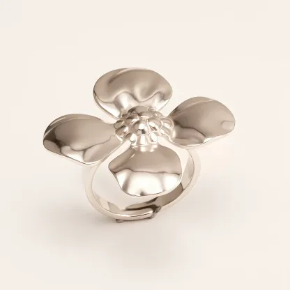 Retro Style Textured Flower Stainless Steel Women's Ring丨G005676-JinBaoJewerly