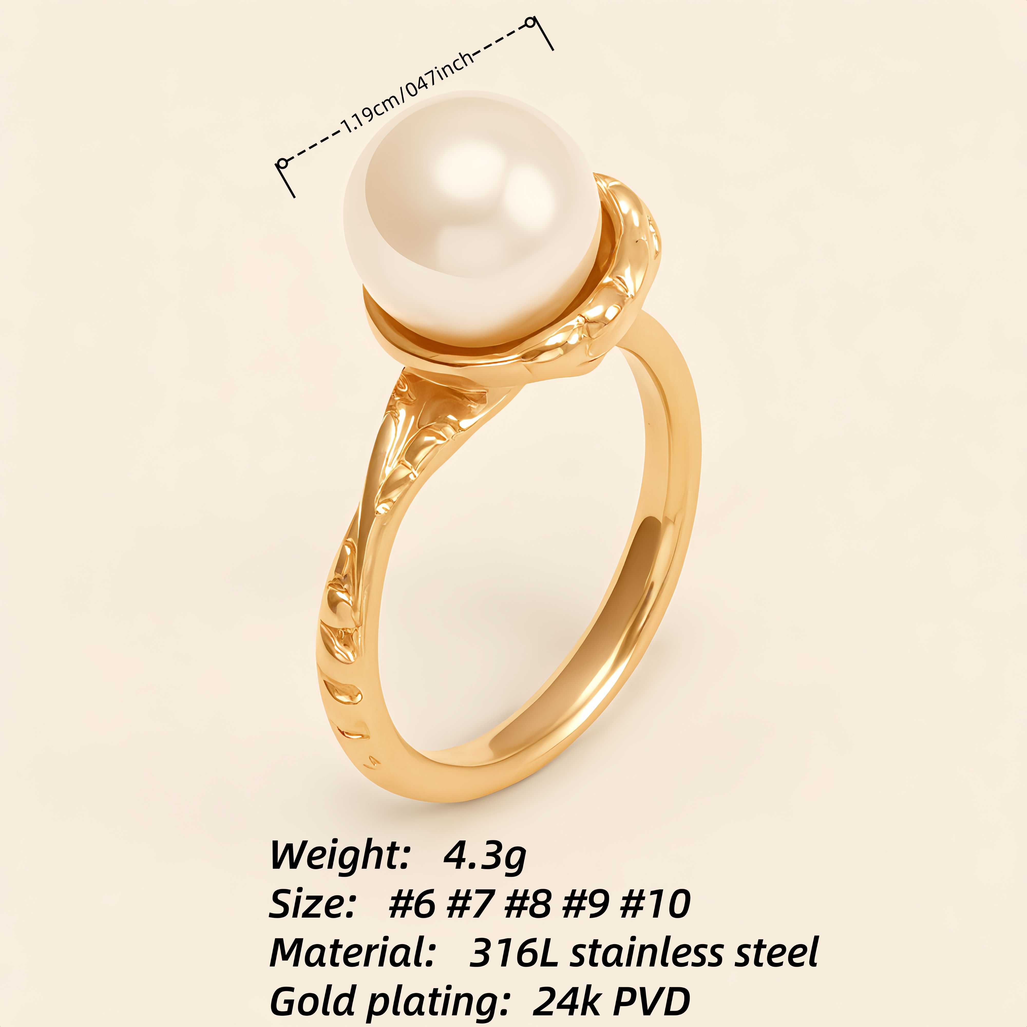 Gold Pearl Ring, Elegant Retro Jewelry for Women | DJ9703J-JinBaoJewerly