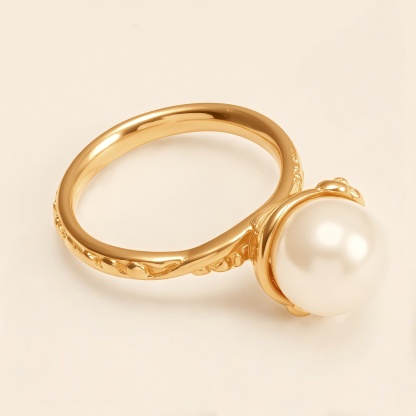 Gold Pearl Ring, Elegant Retro Jewelry for Women | DJ9703J-JinBaoJewerly