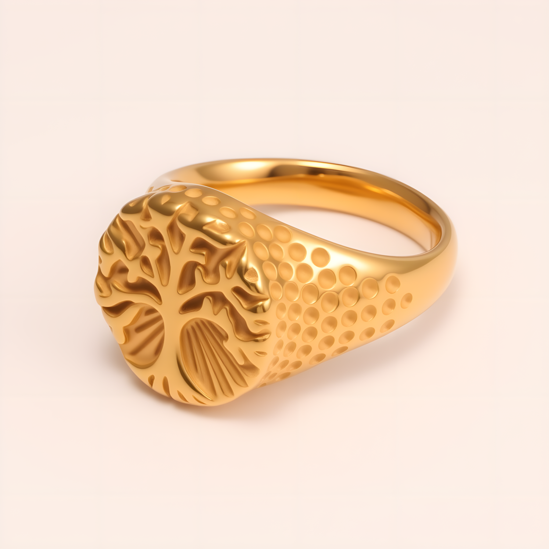 Stylish Men's Gold - and - Silver Stainless Steel Ring with Embossed Pattern | DZ102-JinBaoJewerly