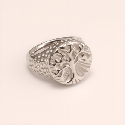 Stylish Men's Gold - and - Silver Stainless Steel Ring with Embossed Pattern | DZ102-JinBaoJewerly