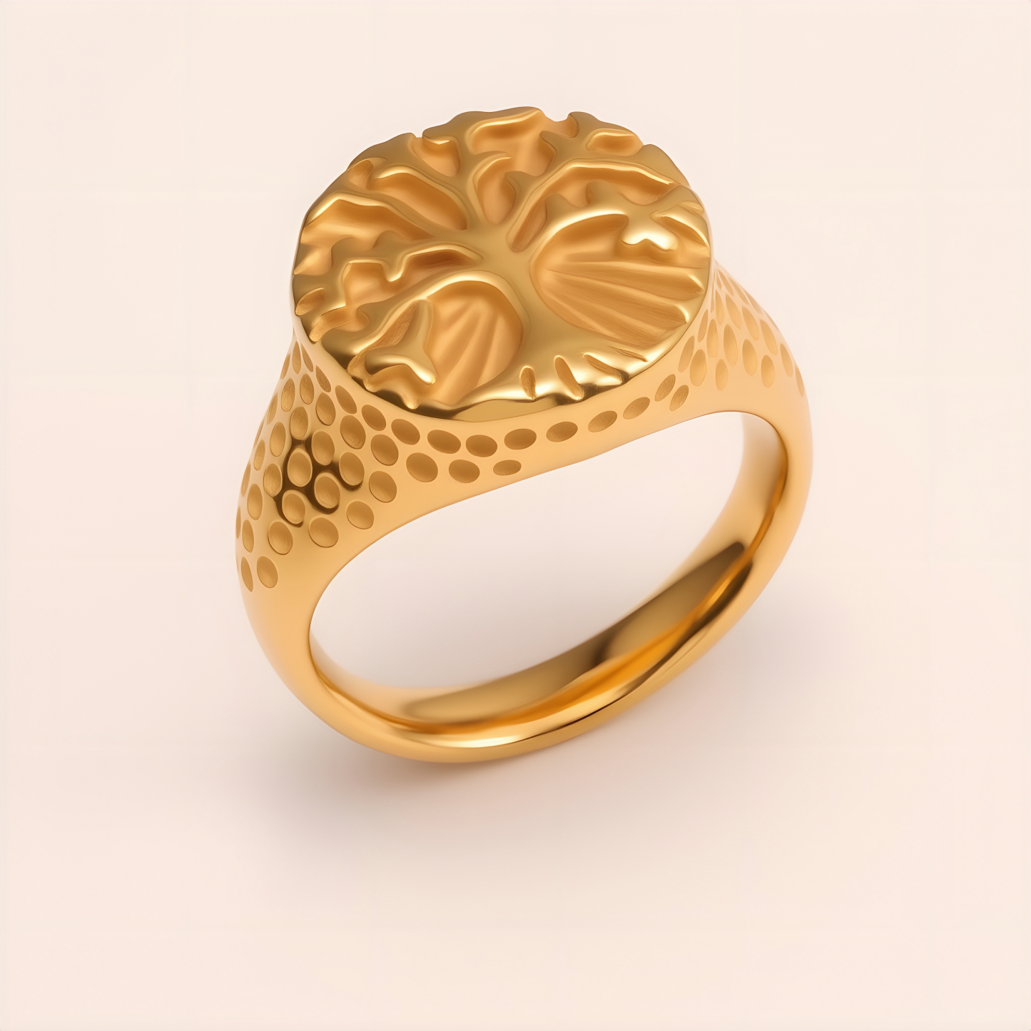 Stylish Men's Gold - and - Silver Stainless Steel Ring with Embossed Pattern | DZ102-JinBaoJewerly