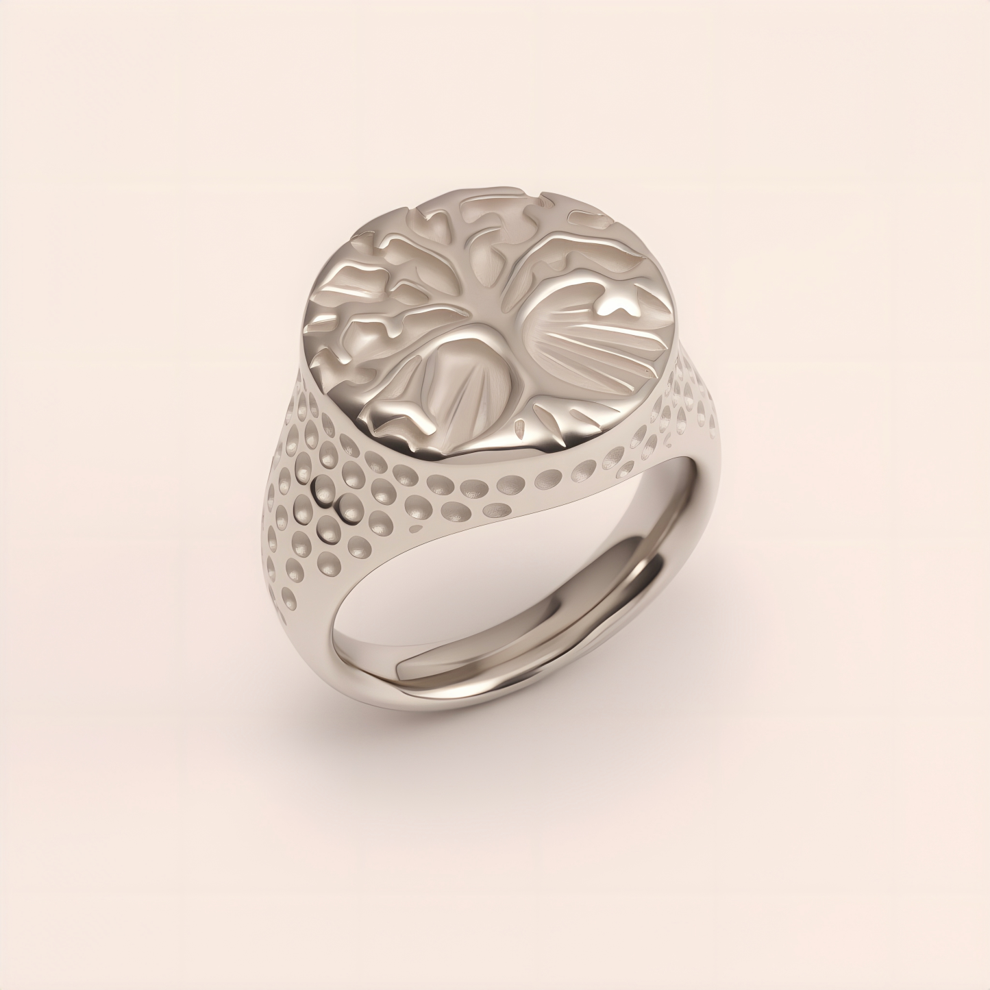 Stylish Men's Gold - and - Silver Stainless Steel Ring with Embossed Pattern | DZ102-JinBaoJewerly