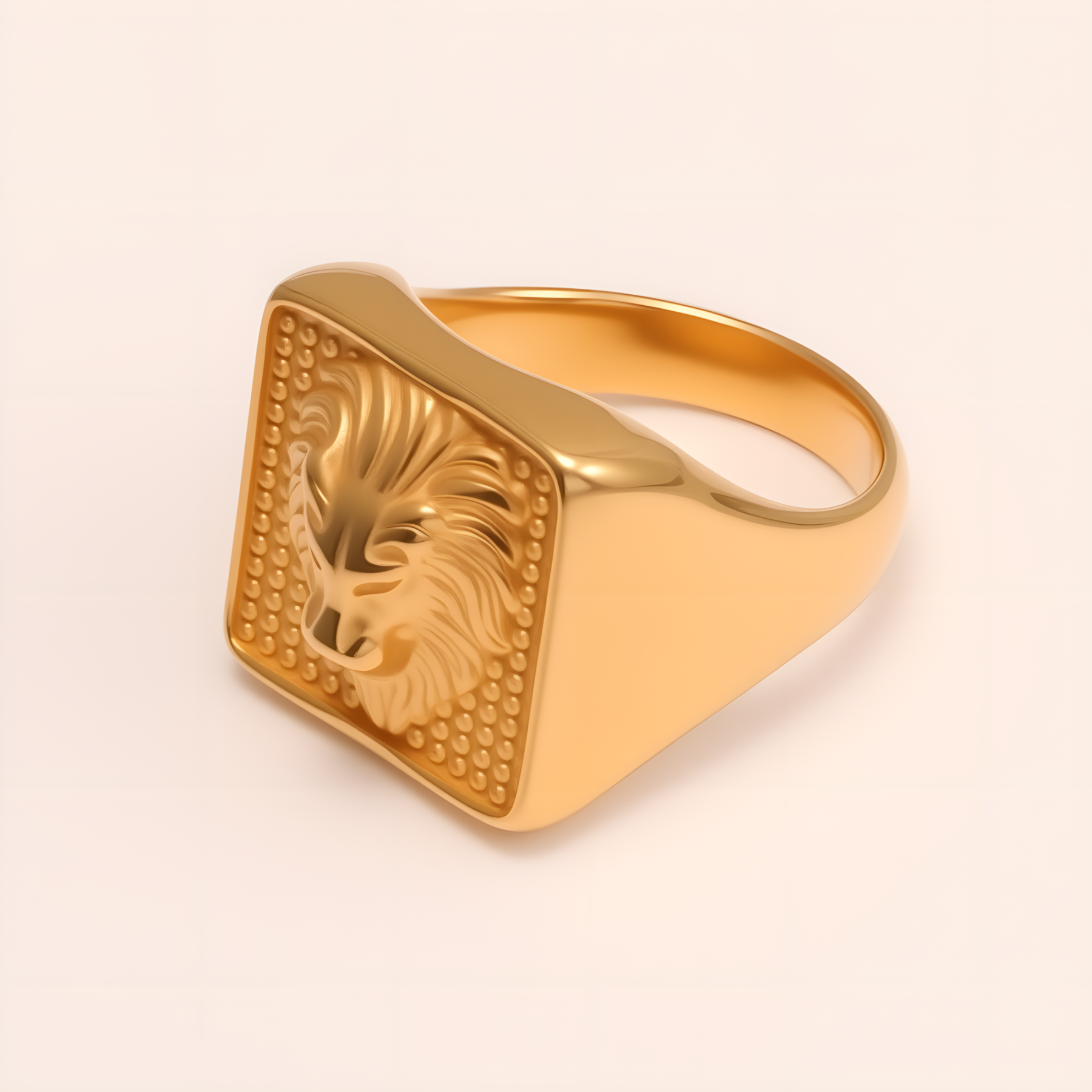 Stylish Men's Gold - and - Silver Stainless Steel Ring with Lion Pattern | DZ1485-JinBaoJewerly