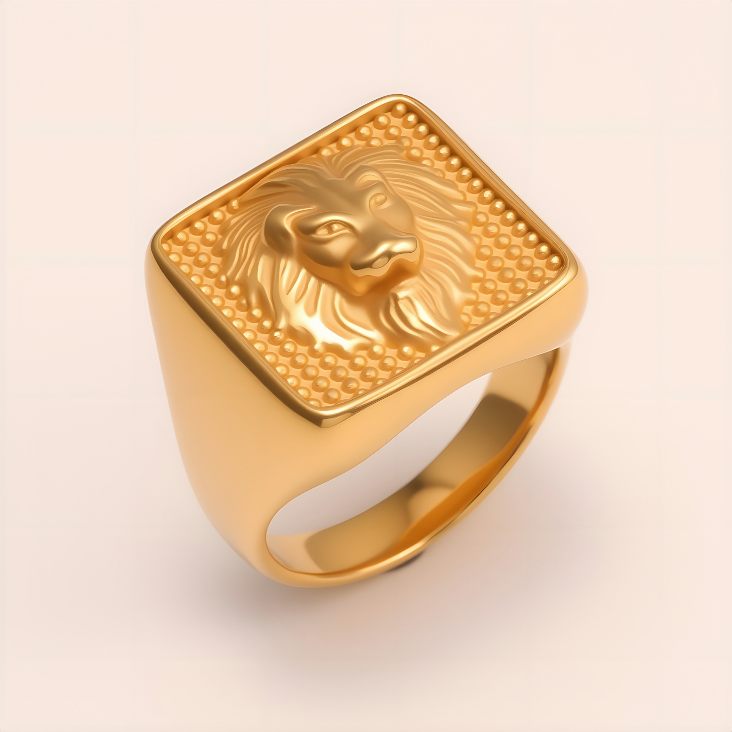 Stylish Men's Gold - and - Silver Stainless Steel Ring with Lion Pattern | DZ1485-JinBaoJewerly