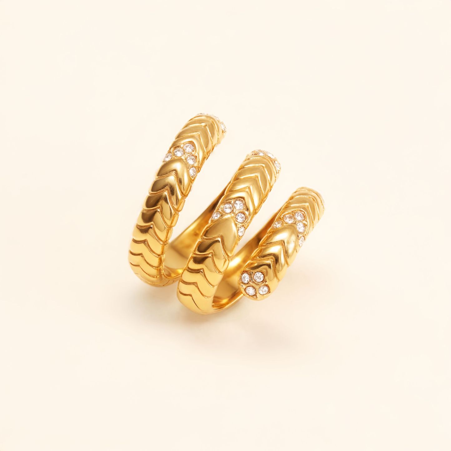 Luxurious Three - Layer Gold and Diamond Ring, Fashionable Stacked Style for Women | DJ9701J-JinBaoJewerly