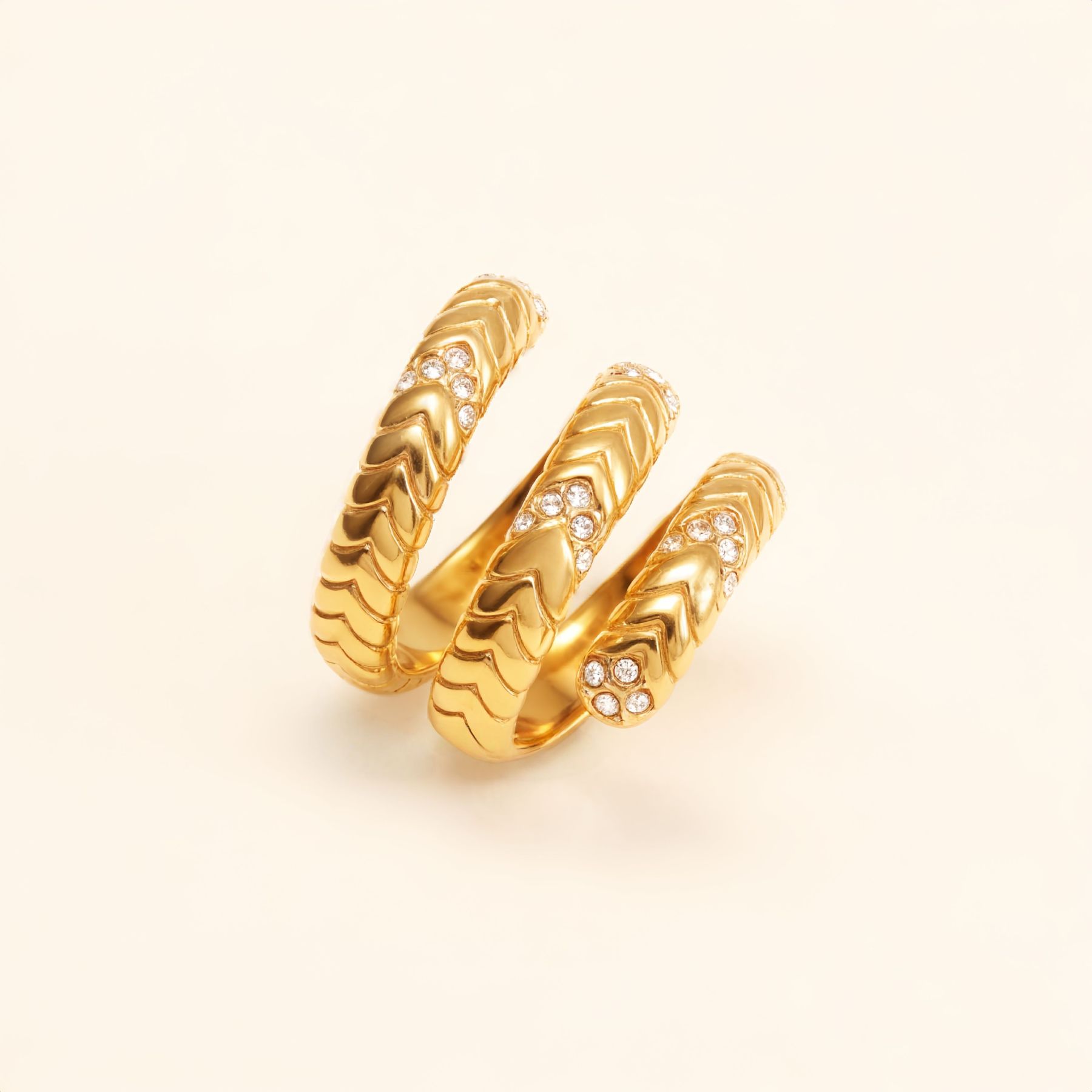 Luxurious Three - Layer Gold and Diamond Ring, Fashionable Stacked Style for Women | DJ9701J-JinBaoJewerly