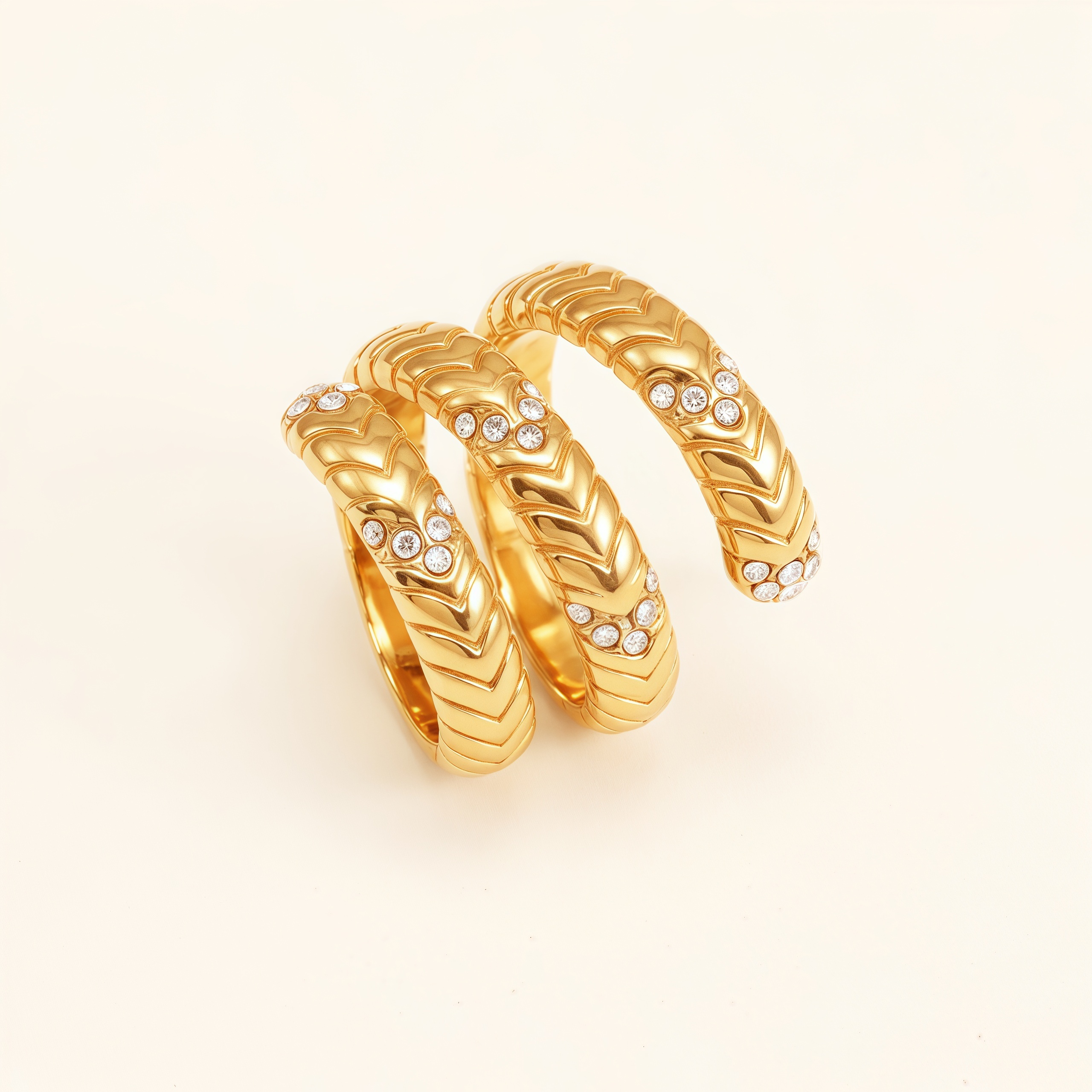 Luxurious Three - Layer Gold and Diamond Ring, Fashionable Stacked Style for Women | DJ9701J-JinBaoJewerly