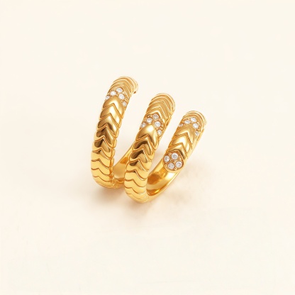 Luxurious Three - Layer Gold and Diamond Ring, Fashionable Stacked Style for Women | DJ9701J-JinBaoJewerly