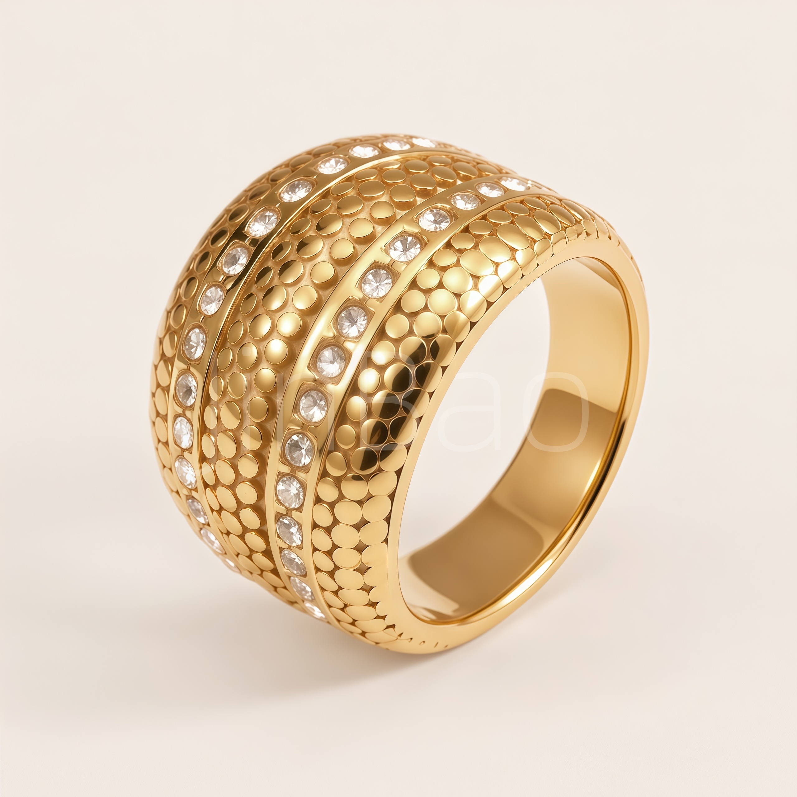 Multi-Style Gold Pave Crystal Chunky Statement Ring for Women