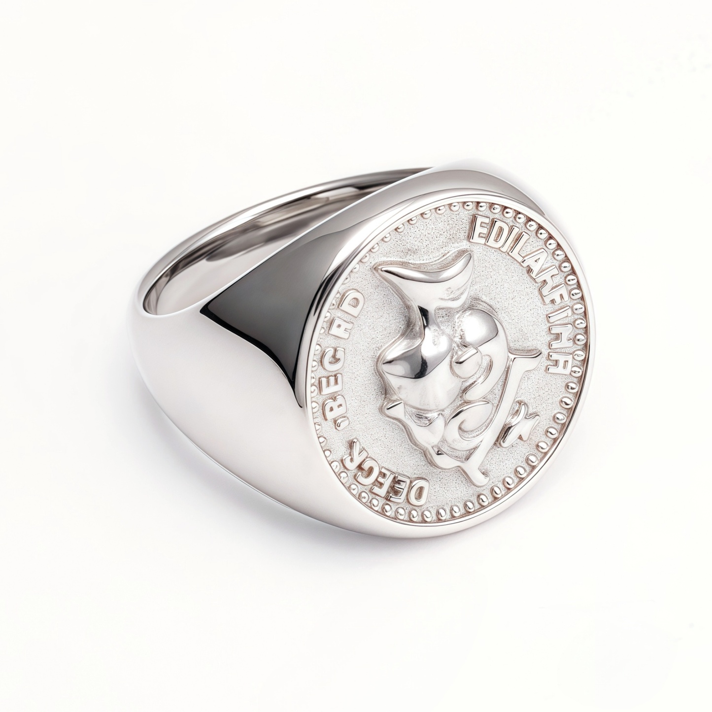 Vintage Coin - Embossed Silver Ring, Unique Portrait Pattern Band | G002364-JinBaoJewerly