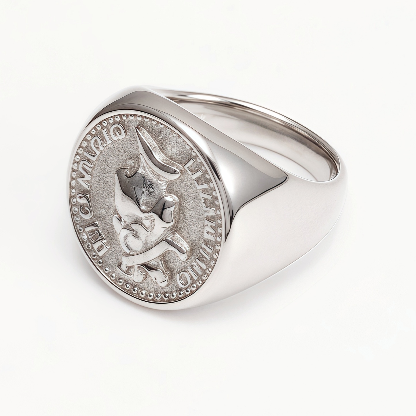 Vintage Coin - Embossed Silver Ring, Unique Portrait Pattern Band | G002364-JinBaoJewerly