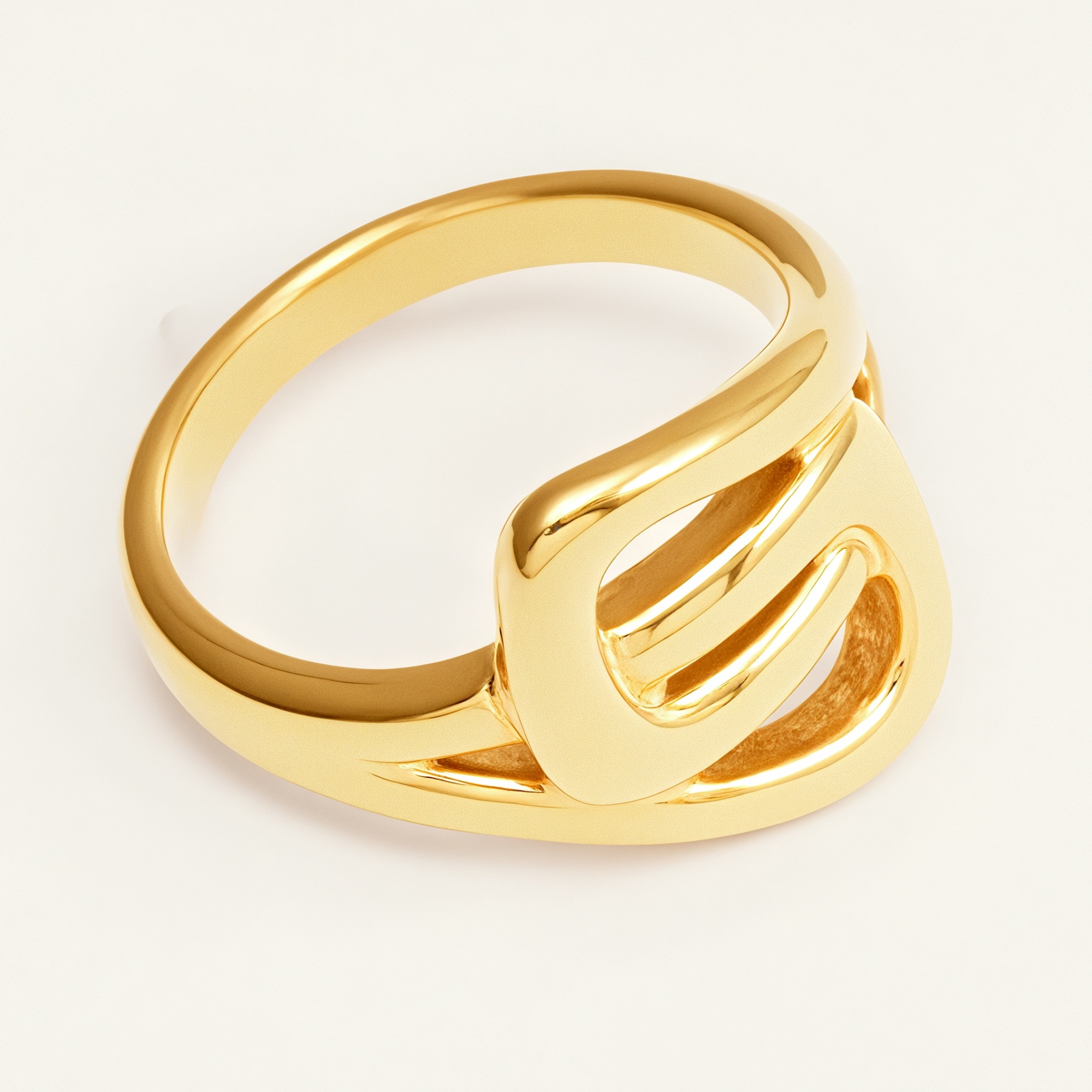 Geometric Intertwined Stainless Steel Gold Plated Modern Minimalist Women's Ring | G002472-JinBaoJewerly