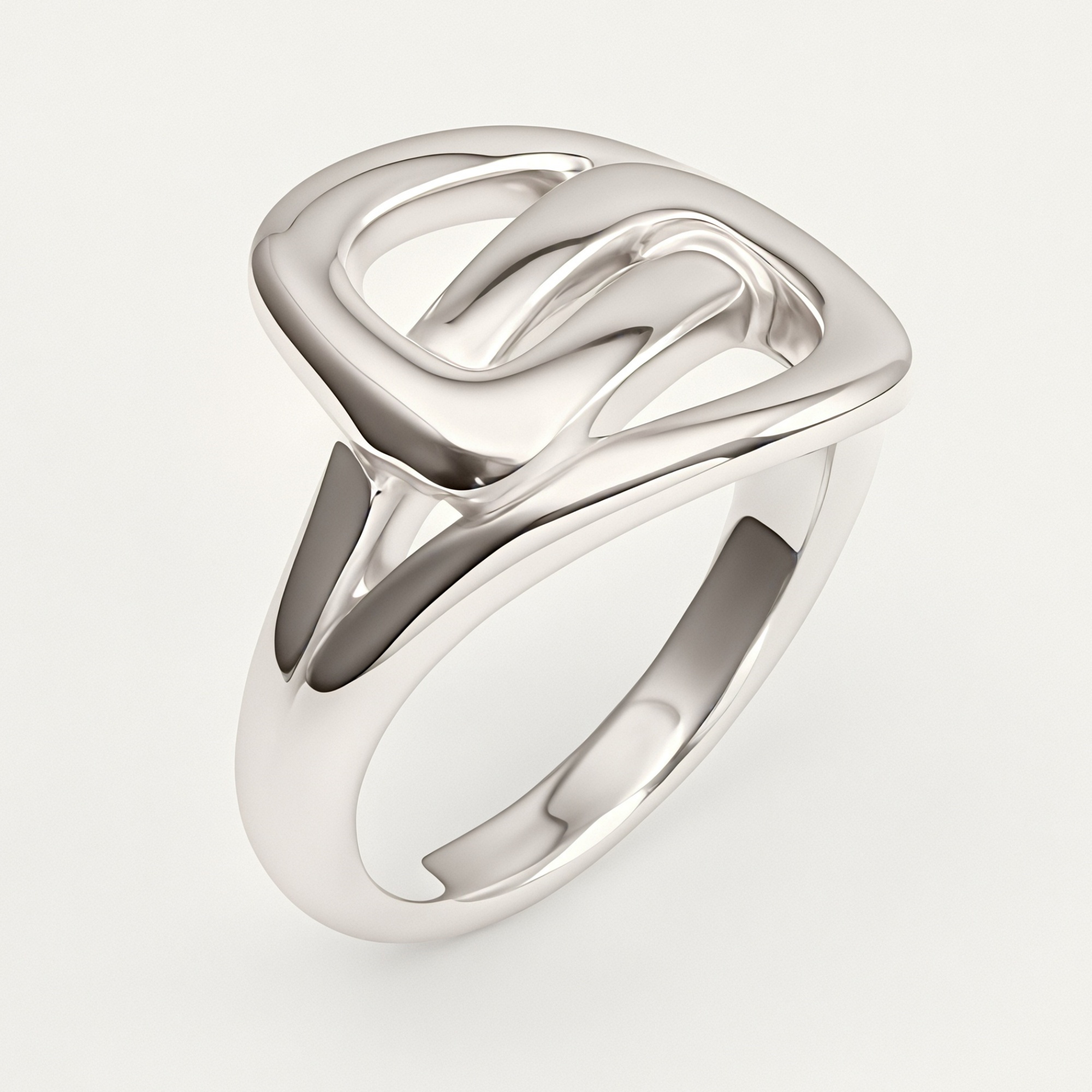 Geometric Intertwined Stainless Steel Gold Plated Modern Minimalist Women's Ring | G002472-JinBaoJewerly