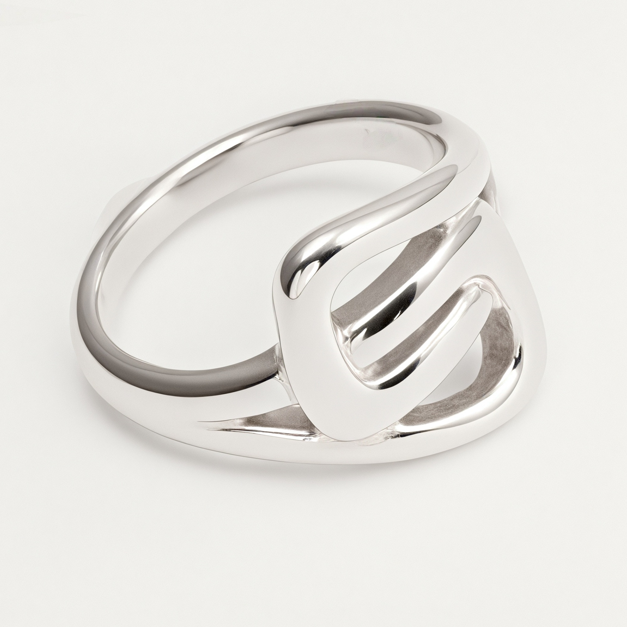 Geometric Intertwined Stainless Steel Gold Plated Modern Minimalist Women's Ring | G002472-JinBaoJewerly