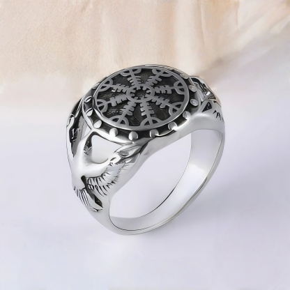 Vintage Stainless Steel Signet Ring with Intricate Pattern for Men | G002796-JinBaoJewerly