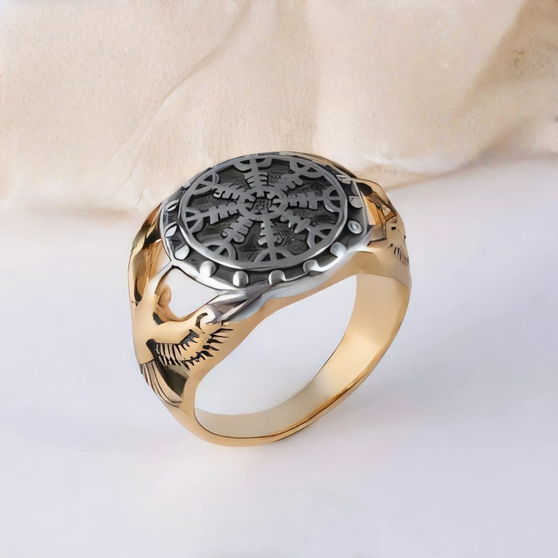 Vintage Stainless Steel Signet Ring with Intricate Pattern for Men | G002796-JinBaoJewerly