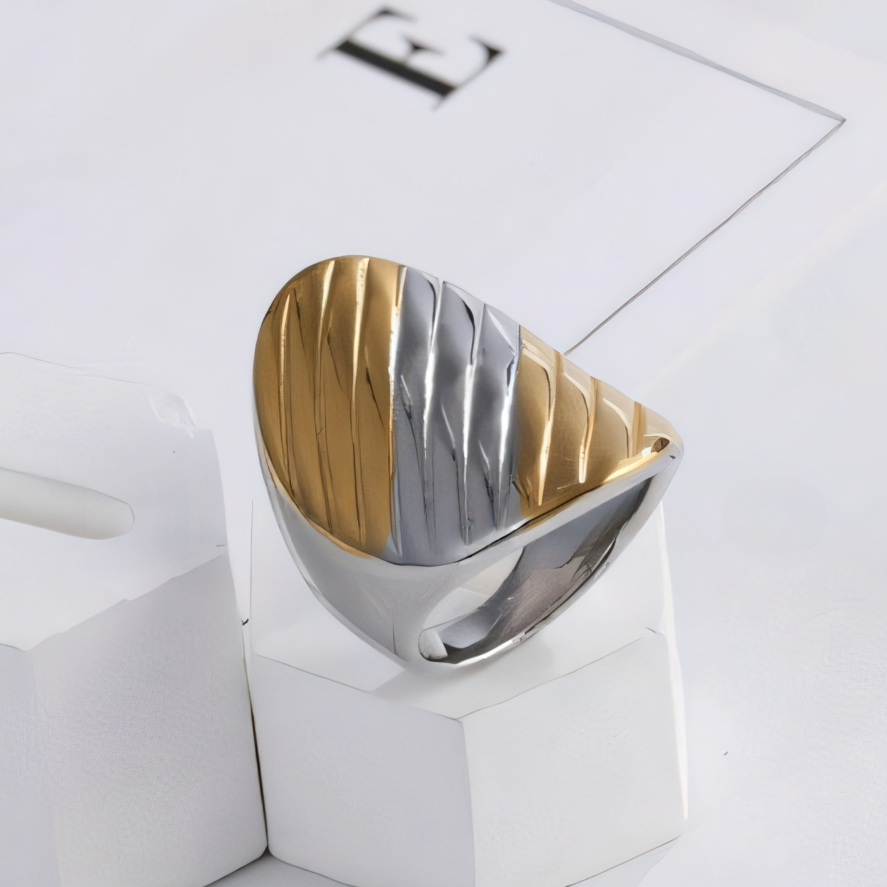 24K Gold Plated Stainless Steel Rings with Artificial Gemstones & Pearls-JinBaoJewerly