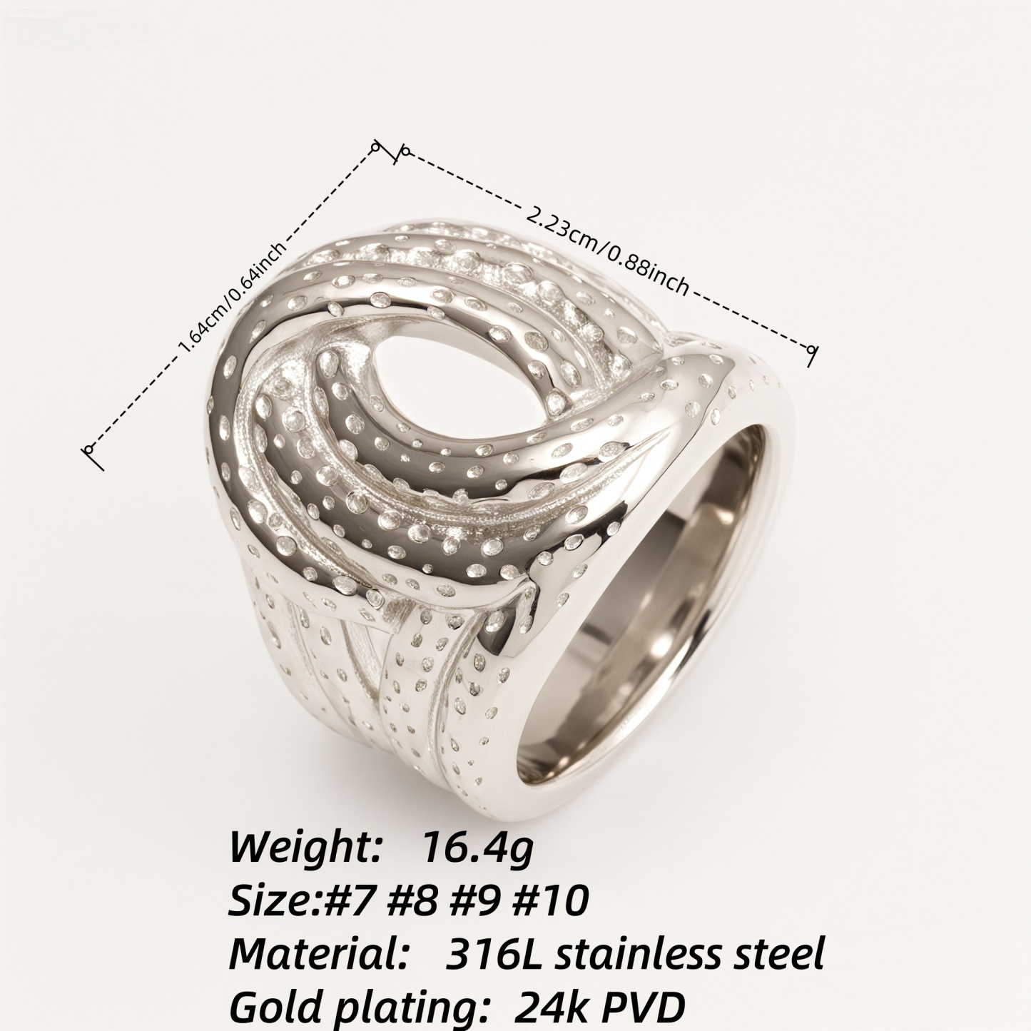 Metallic Texture Twisted Ring - Trendy and Versatile Unisex Accessory | G002900