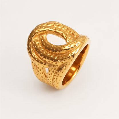 Metallic Texture Twisted Ring - Trendy and Versatile Unisex Accessory | G002900