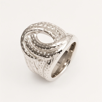 Metallic Texture Twisted Ring - Trendy and Versatile Unisex Accessory | G002900