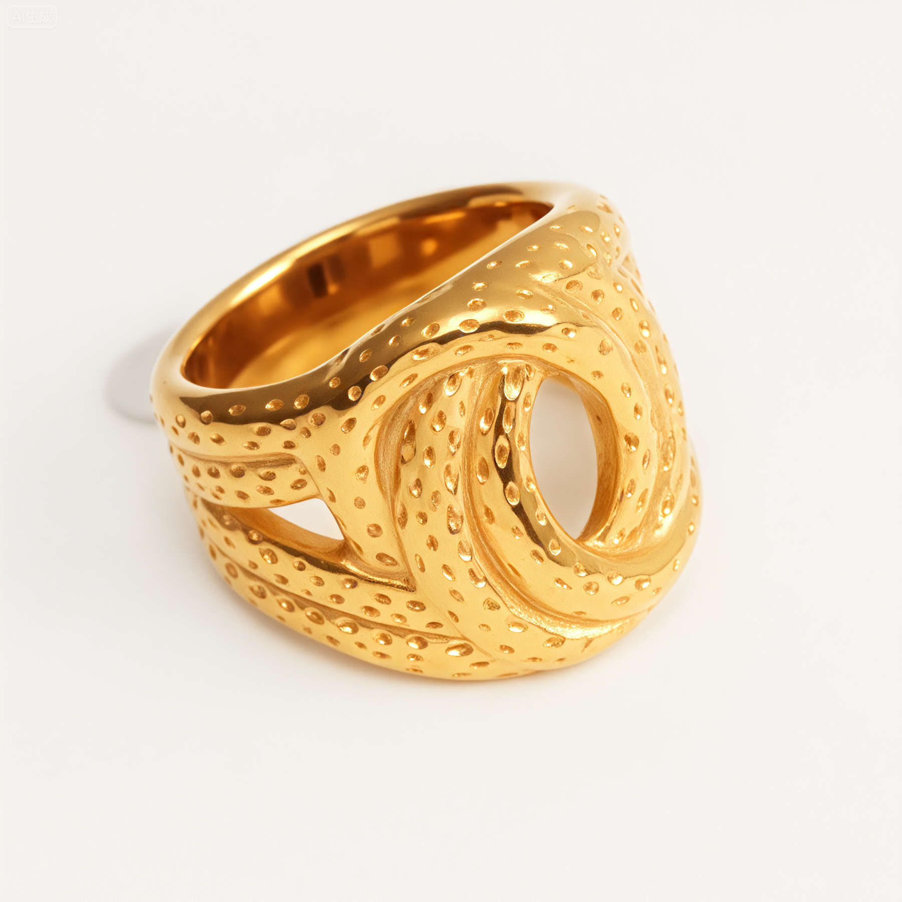 Metallic Texture Twisted Ring - Trendy and Versatile Unisex Accessory | G002900