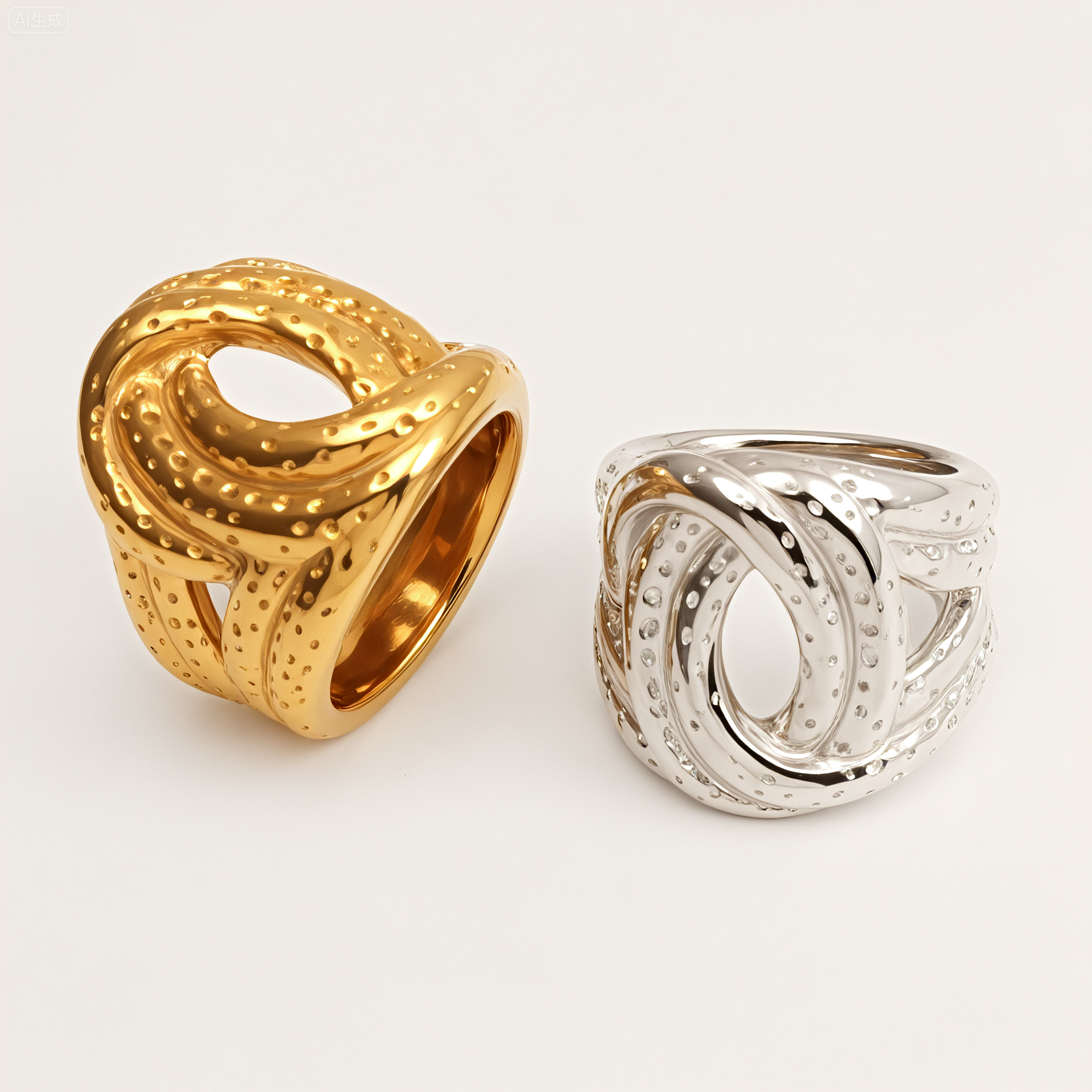 Metallic Texture Twisted Ring - Trendy and Versatile Unisex Accessory | G002900