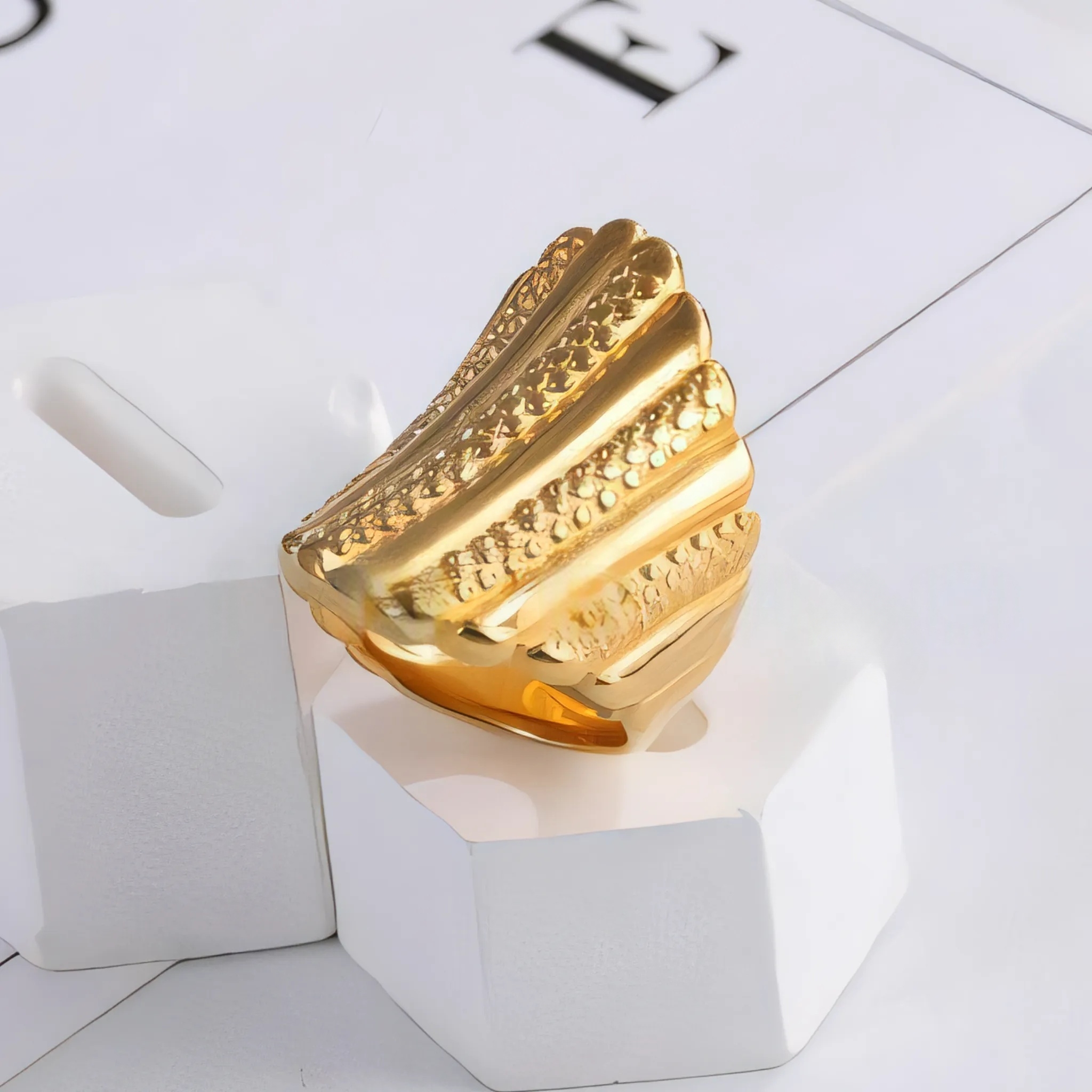 Fashion Textured Stainless Steel Ring Women's Ring | G002902-JinBaoJewerly